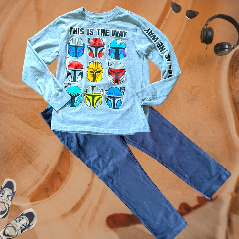 NWT Boy French Toast Stretch Pant and Star War Shirt set Size 8